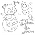 Space bear or astronaut in a space suit with cartoon style. Creative vector Childish design for kids activity colouring book or Royalty Free Stock Photo