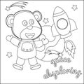 Space bear or astronaut in a space suit with cartoon style. Creative vector Childish design for kids activity colouring book or Royalty Free Stock Photo