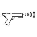 Space Blaster Children's Toy Futuristic gun Space gun shooting blaster wave icon black color outline vector illustration flat Royalty Free Stock Photo