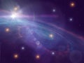 Bright  cosmic  blue starry sky galaxy dark  earth from space background Royalty Free Stock Photo