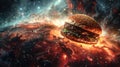 Space Burger: A Delicious Journey Through the Galaxy Royalty Free Stock Photo