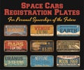 Space Cars Registration Plates Vector Set