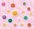 Space cartoons on pink background vector design