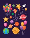 Space cartoons set vector design