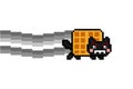 evil pixel black waffle cat pouring smoke isolated Royalty Free Stock Photo