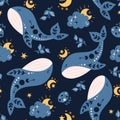 Space celestial kids seamless pattern