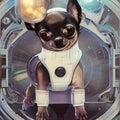 Space Chihuahua is a retrofuturistic portrait of a dog in an astro suit. The design features space graphics art