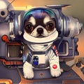 Space Chihuahua is a retrofuturistic portrait of a dog in an astro suit. The design features space graphics art
