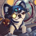 Space Chihuahua is a retrofuturistic portrait of a dog in an astro suit. The design features space graphics art