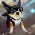 Space Chihuahua is a retrofuturistic portrait of a dog in an astro suit. The design features space graphics art