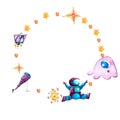 Space circle frame children cosmo illustration