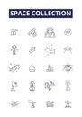 Space Collection Line Vector Icons And Signs. Collection, Astronomy, Stars, Planets, Galaxies, Sun, Moon, Nebula Outline