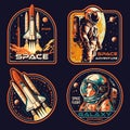 Space colorful vintage set emblems Royalty Free Stock Photo