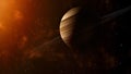 Space Concept Background With Solar Wind, Star Clusters And Gas Giant With Ring