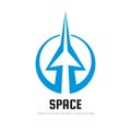 Space - concept logo template vector illustration. Abstract rocket creative sign. Speed transport symbol. Arrow icon. Graphic Royalty Free Stock Photo