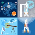 Space concept: spaceship, rocket, planet, orbit