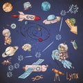 Space constellation with the name_23_and color illustrations on a scientific and fantastic theme