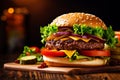 snack hamburger burger food fat fast food fast beef meat sandwich. Generative AI.