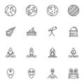 Space, cosmos line icons set Royalty Free Stock Photo