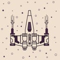 Space craft fighter jet futuristic icon drawing illustration