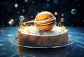 space cream cake in a realistic picture Royalty Free Stock Photo