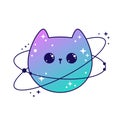 Space cute cats celestial with stars and planets. Fantasy magical kawaii vector. Mystical nursery kitten for textile, stickers,