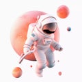 Space 3d Astronaut and rocket for multipurpose design