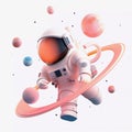 Space 3d Astronaut and rocket for multipurpose design