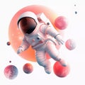 Space 3d Astronaut and rocket for multipurpose design