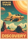 Space discovery vintage poster colorful