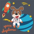 Space dog or astronaut in a space suit with cartoon style. Can be used for t-shirt print  kids wear fashion design  invitation Royalty Free Stock Photo