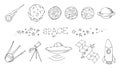 Space doodle set Royalty Free Stock Photo
