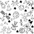 Space doodle set Royalty Free Stock Photo