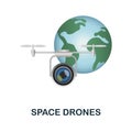 Space Drones icon. 3d illustration from future technology collection. Creative Space Drones 3d icon for web design