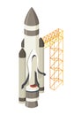 Space element isometric. Spaceship, space exploration image. Creative element, color web icon for infographic. Isolated