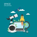 Space exploration vector flat style design illustration