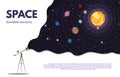 Space exploration flat banner vector template Royalty Free Stock Photo