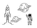 Space Exploration Line Art Icons Set Royalty Free Stock Photo