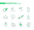Space exploration - line colorful isometric icons set Royalty Free Stock Photo