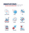 Space exploration - line design style icons set Royalty Free Stock Photo