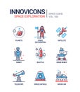 Space exploration - line design style icons set Royalty Free Stock Photo