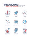 Space exploration - line design style icons set Royalty Free Stock Photo