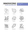 Space exploration - line design style icons set Royalty Free Stock Photo