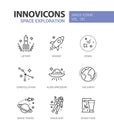 Space exploration - line design style icons set Royalty Free Stock Photo