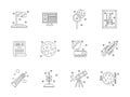 Space exploration line flat icons set Royalty Free Stock Photo