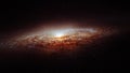 Space exploration in outer space name NGC 2683 or the UFO galaxy an edge on spiral galaxy located in the constellation Lynx.