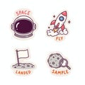 Space Exploration Stickers - Astronaut Helmet, Rocket, Moon Landing, and Sample Royalty Free Stock Photo