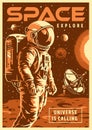 Space explore vintage poster monochrome