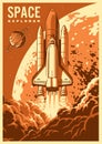 Space explorer vintage poster monochrome