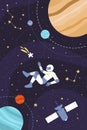 Space explorers travel vertical concept vector illustration.